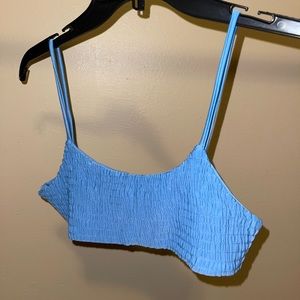 Blue ribbed bikini top